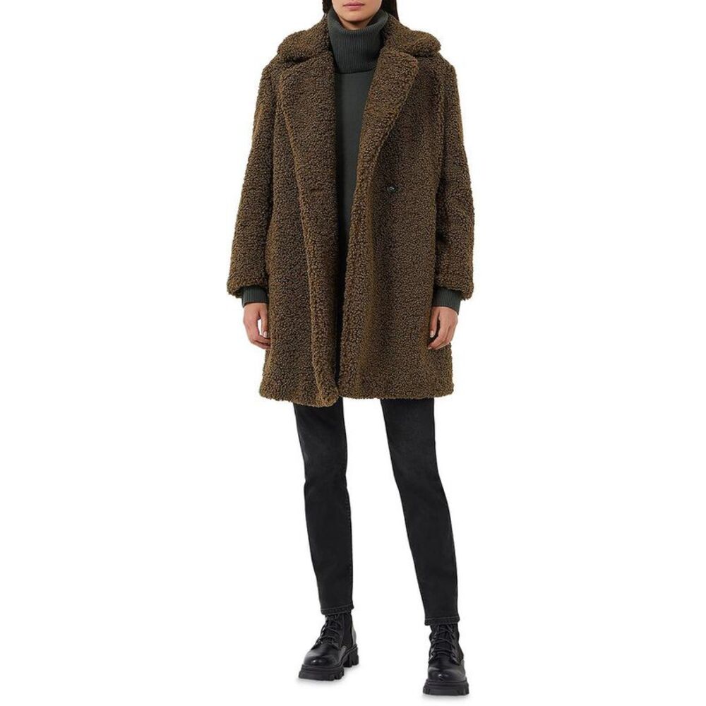 French Connection Womens Callie Iren Borg Green Faux Fur Coat Outerwear NWOT